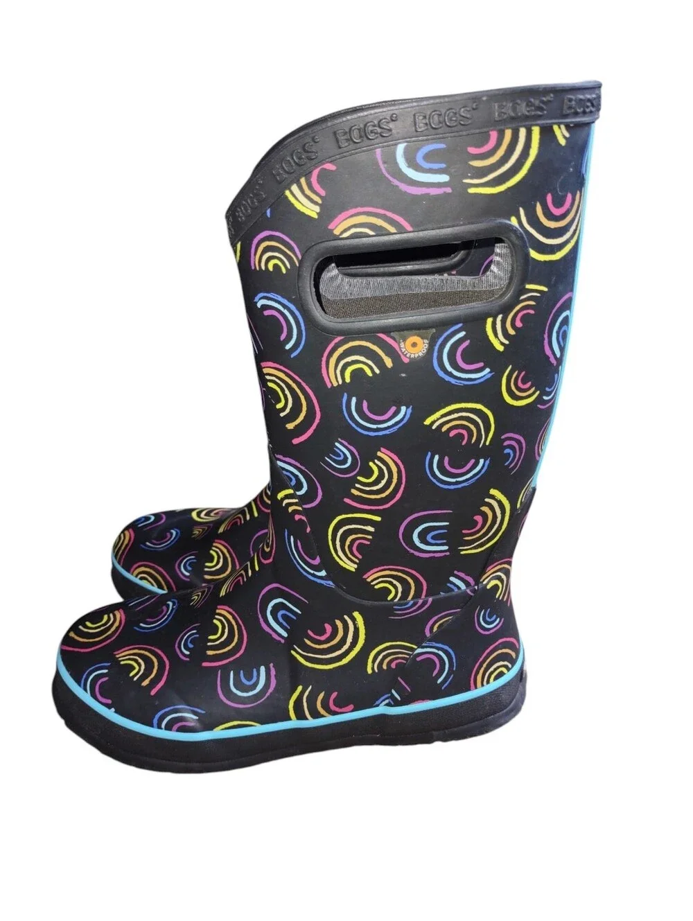 Bogs Bloom Girl's 4 Rainbow Print Rainboots